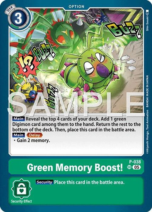 Green Memory Boost! (Reprint) (#P-038 SR) (Advanced Booster Digimon Generation) Near Mint Foil