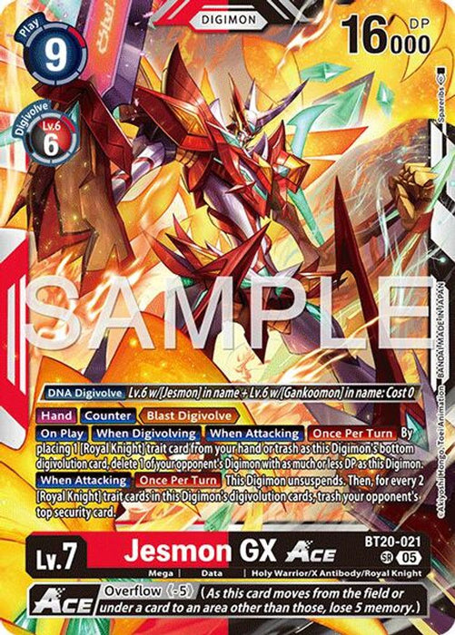 Jesmon GX ACE (Reprint) (#BT20-021 SR) (Advanced Booster Digimon Generation) Near Mint Foil