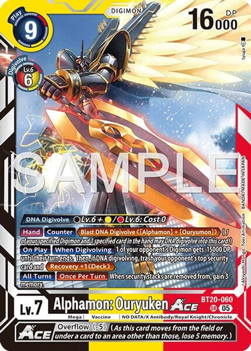 Alphamon: Ouryuken ACE (Reprint) (#BT20-060 SR) (Advanced Booster Digimon Generation) Near Mint Foil