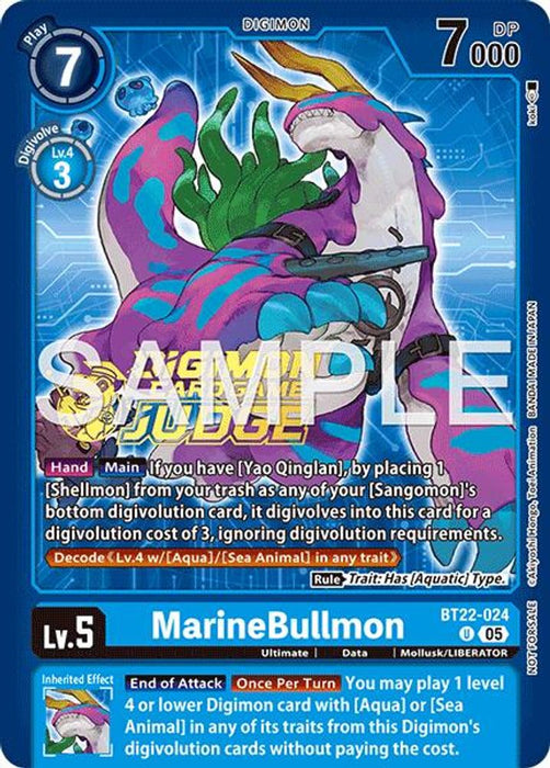 MarineBullmon (Judge Pack 9) (#BT22-024 U) (Cyber Eden) Near Mint Foil
