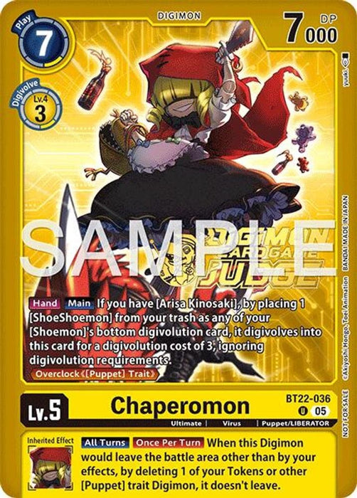 Chaperomon (Judge Pack 9) (#BT22-036 U) (Cyber Eden) Near Mint Foil