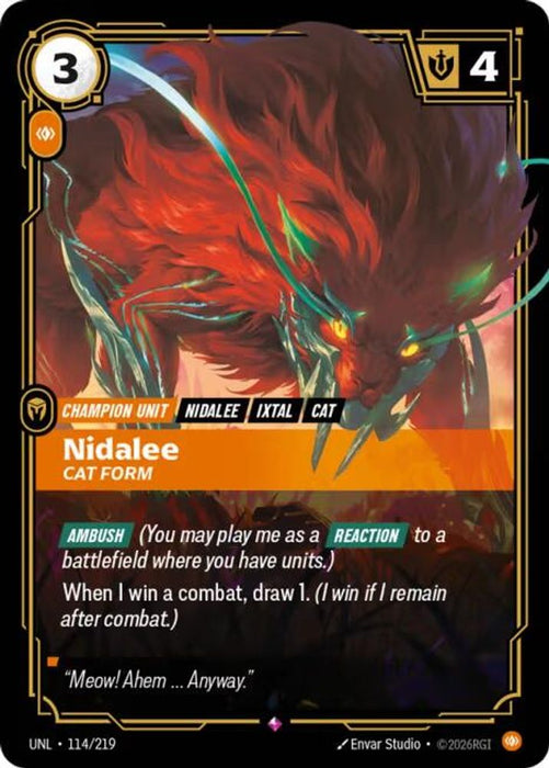 Nidalee, Cat Form (#114/219) (Unleashed) Near Mint Foil