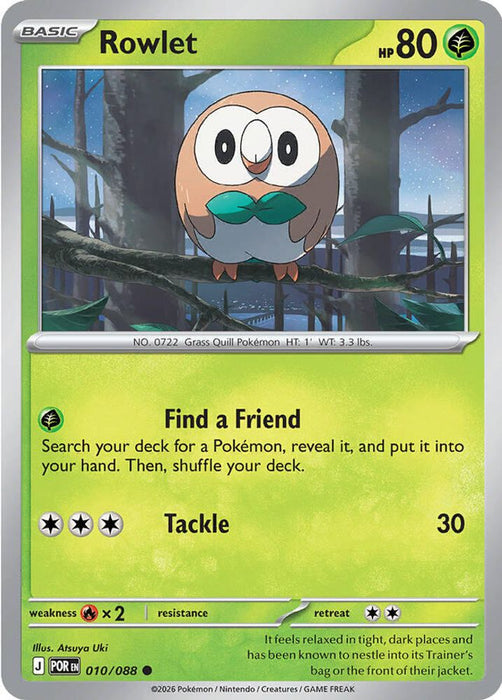 Rowlet 010 088 (#010/088) (ME03: Perfect Order) Near Mint Reverse Holofoil