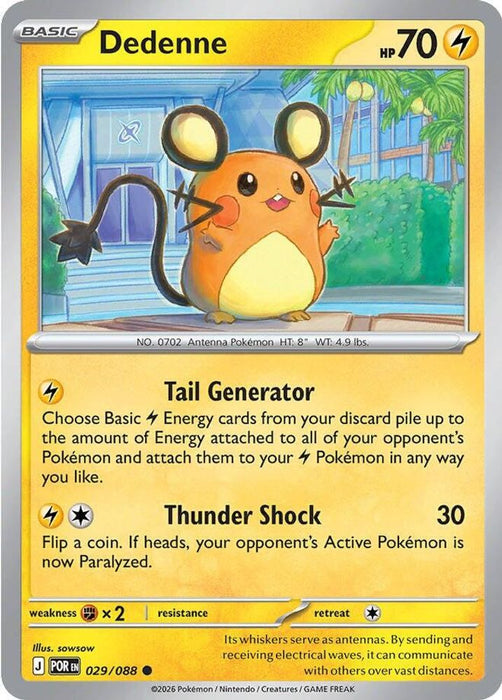 Dedenne 029 088 (#029/088) (ME03: Perfect Order) Near Mint Reverse Holofoil