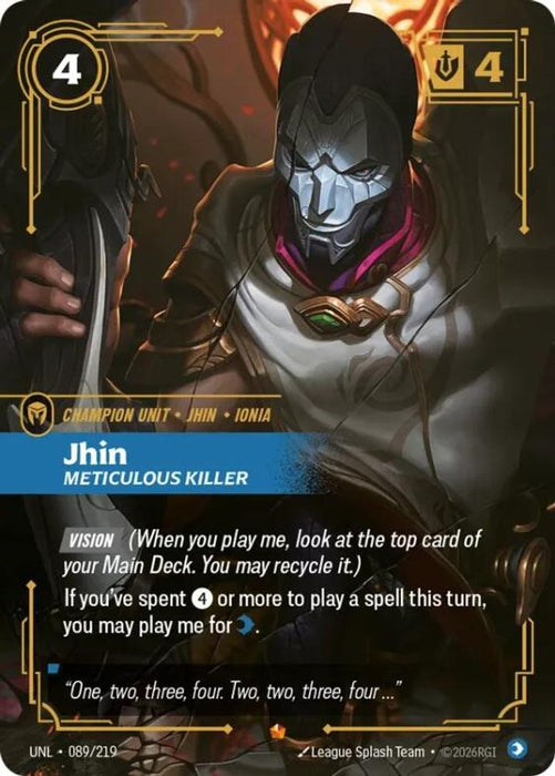 Jhin, Meticulous Killer (#089/219) (Unleashed) Near Mint Foil