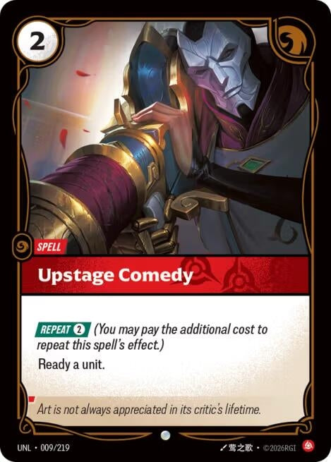 Image for Upstage Comedy (009/219) [Unleashed] - Riftbound: League of Legends Trading Card Game