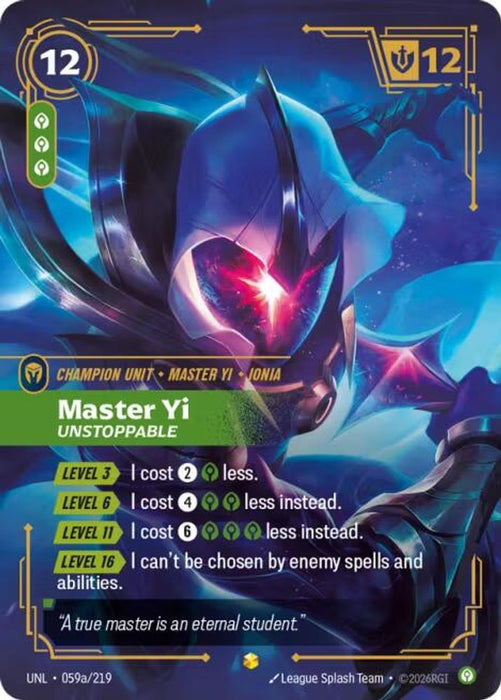 Master Yi - Unstoppable (Alternate Art) (#059a/219) (Unleashed) Near Mint Foil