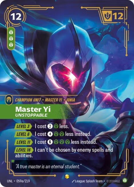 Image for Master Yi - Unstoppable (Alternate Art) (059a/219) [Unleashed] - Riftbound: League of Legends Trading Card Game