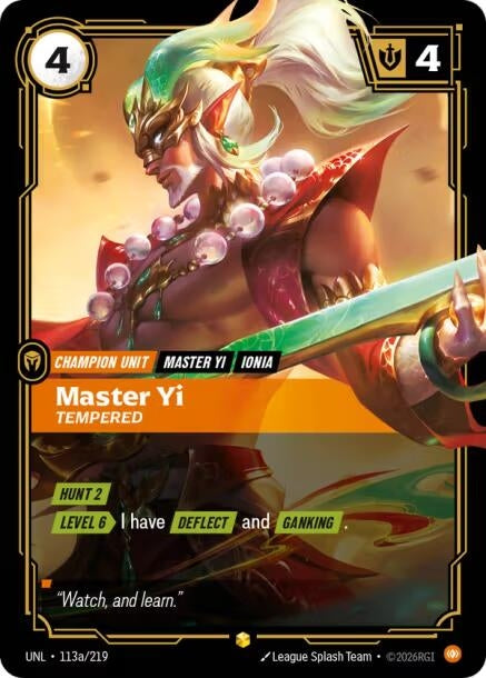Image for Master Yi - Tempered (Alternate Art) (113a/219) [Unleashed] - Riftbound: League of Legends Trading Card Game