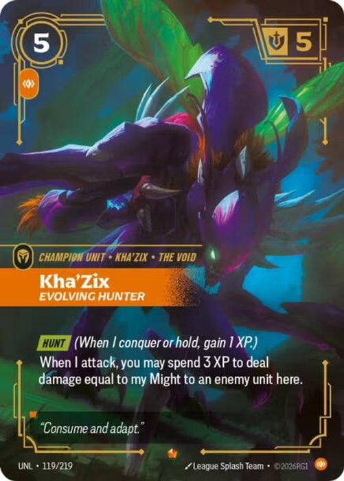 Kha'Zix, Evolving Hunter (#119/219) (Unleashed) Near Mint Foil