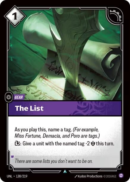 Image for The List (138/219) [Unleashed] - Riftbound: League of Legends Trading Card Game