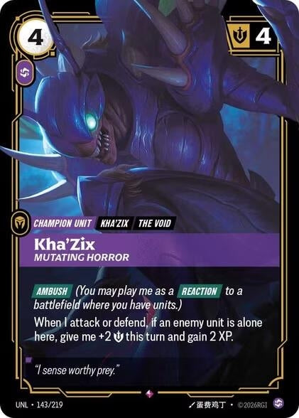 Image for Kha'Zix - Mutating Horror (143/219) [Unleashed] - Riftbound: League of Legends Trading Card Game