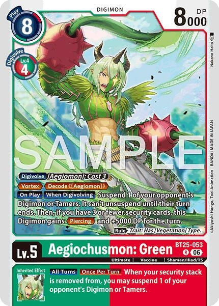 Image for Aegiochusmon: Green (BT25-053 R) - Digimon Card Game