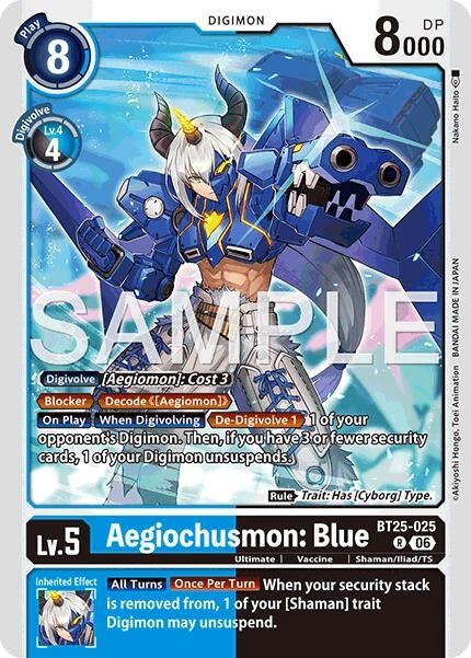 Image for Aegiochusmon: Blue (BT25-025 R) - Digimon Card Game