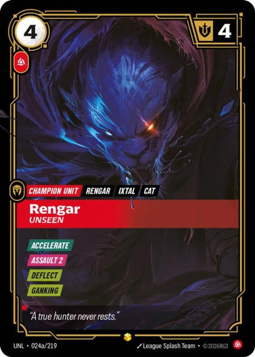 Rengar - Unseen (Alternate Art) (#024a/219) (Unleashed) Near Mint Foil