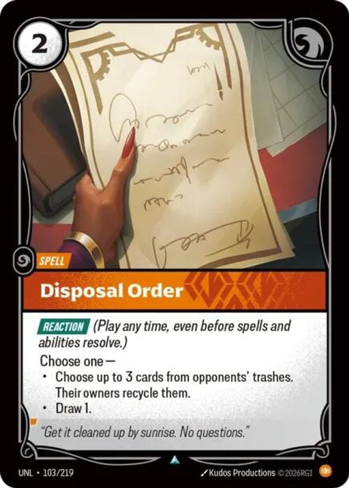 Disposal Order (#103/219) (Unleashed) Near Mint