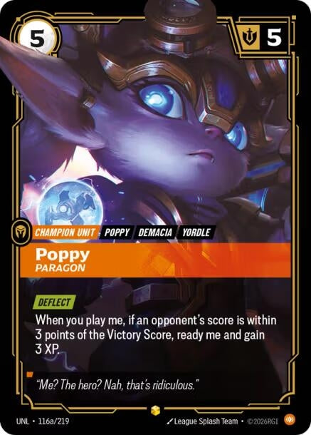 Image for Poppy - Paragon (Alternate Art) (116a/219) [Unleashed] - Riftbound: League of Legends Trading Card Game