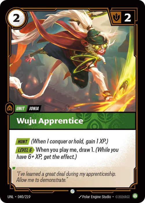 Image for Wuju Apprentice (040/219) [Unleashed] - Riftbound: League of Legends Trading Card Game