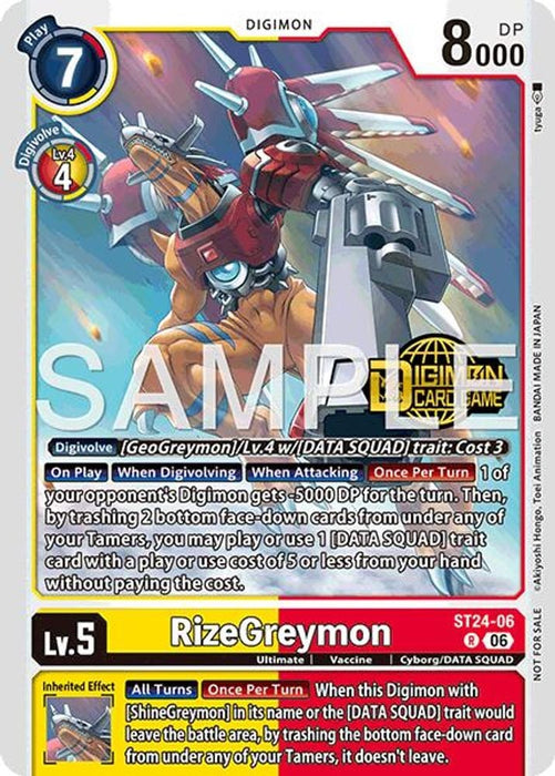 RizeGreymon (Welcome Tamers Pack Vol.2) (#ST24-06 R) (Starter Deck 24: Data Squad Release Event Cards) Near Mint Foil
