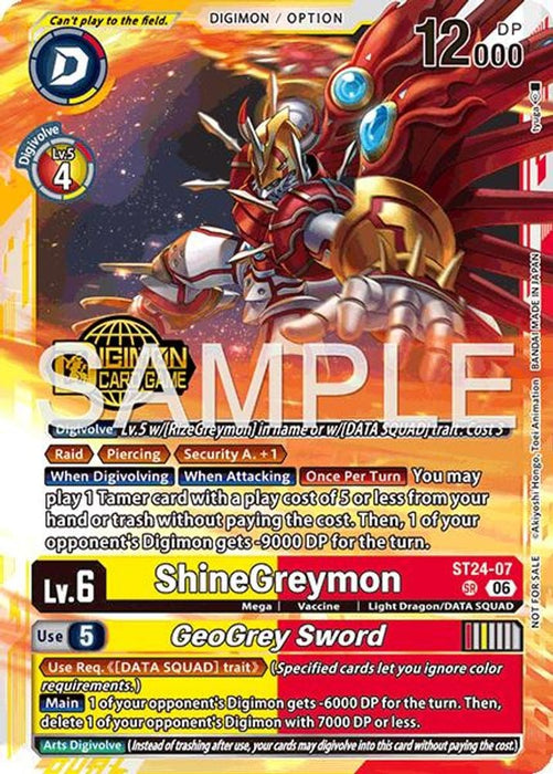 ShineGreymon // GeoGrey Sword (Welcome Tamers Pack Vol.2) (#ST24-07 SR) (Starter Deck 24: Data Squad Release Event Cards) Near Mint Foil