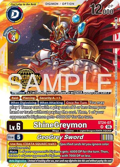 ShineGreymon // GeoGrey Sword (Welcome Tamers Pack Vol.2) (#ST24-07 SR) (Starter Deck 24: Data Squad Release Event Cards)