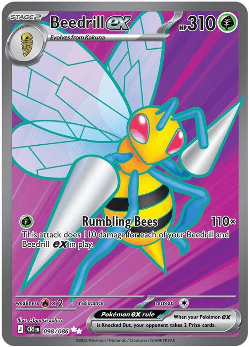 Beedrill ex 098 086 (#098/086) (ME04: Chaos Rising) Near Mint Holofoil