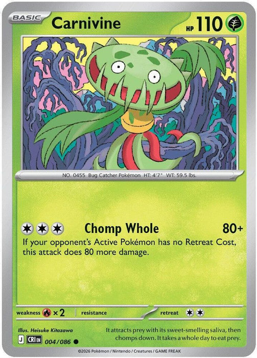 Carnivine (#004/086) (ME04: Chaos Rising) Near Mint Reverse Holofoil