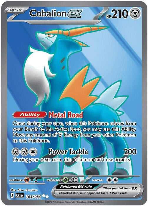 Cobalion ex 103 086 (#103/086) (ME04: Chaos Rising) Near Mint Holofoil