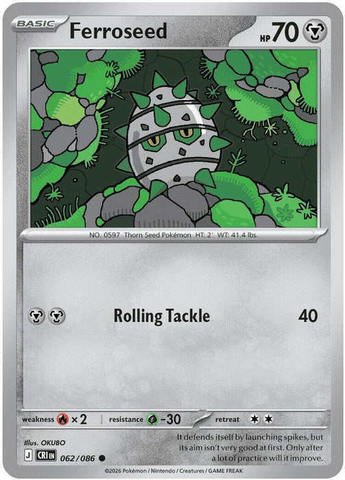 Ferroseed (#062/086) (ME04: Chaos Rising) Near Mint Reverse Holofoil