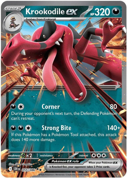 Krookodile ex (#055/086) (ME04: Chaos Rising) Near Mint Holofoil