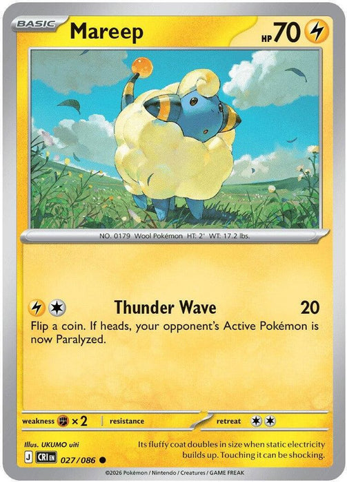 Mareep (#027/086) (ME04: Chaos Rising) Near Mint Reverse Holofoil