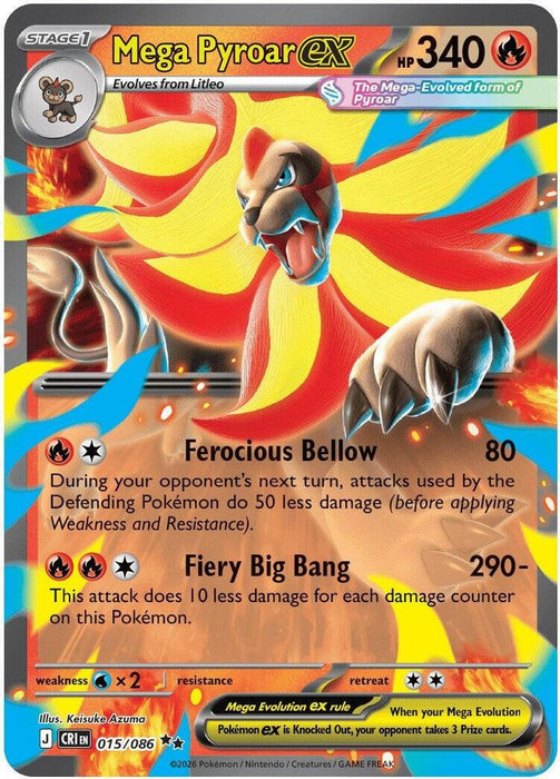 Mega Pyroar ex 015 086 (#015/086) (ME04: Chaos Rising) Near Mint Holofoil