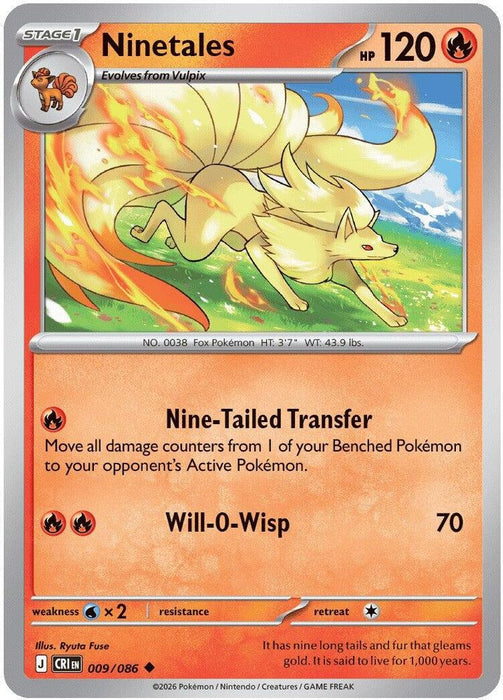 Ninetales (#009/086) (ME04: Chaos Rising) Near Mint Reverse Holofoil