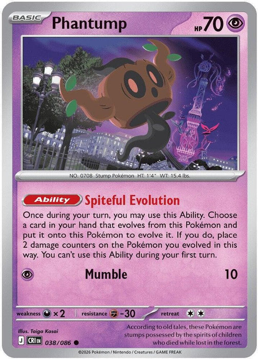 Phantump (#038/086) (ME04: Chaos Rising) Near Mint Reverse Holofoil