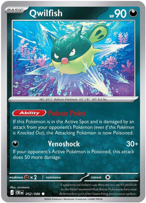 Qwilfish (#052/086) (ME04: Chaos Rising) Near Mint Reverse Holofoil