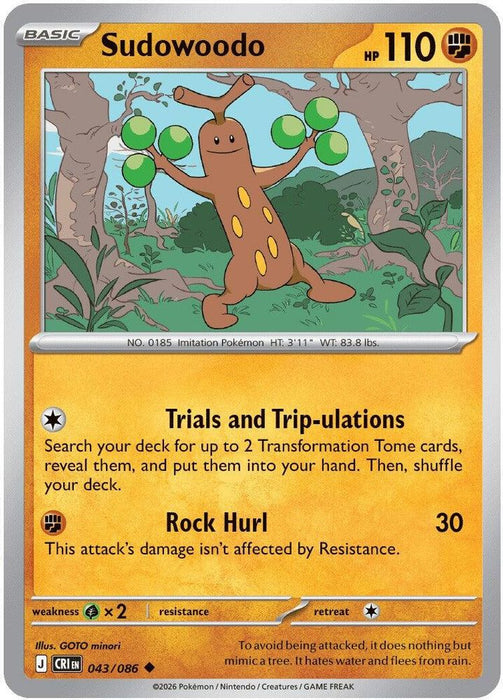 Sudowoodo (#043/086) (ME04: Chaos Rising) Near Mint Reverse Holofoil