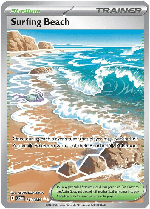 Surfing Beach (#114/086) (ME04: Chaos Rising) Near Mint Holofoil