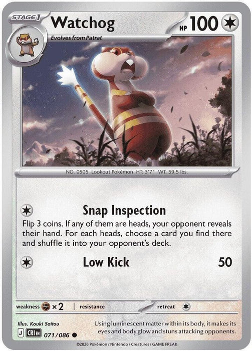Watchog 071 086 (#071/086) (ME04: Chaos Rising) Near Mint Reverse Holofoil