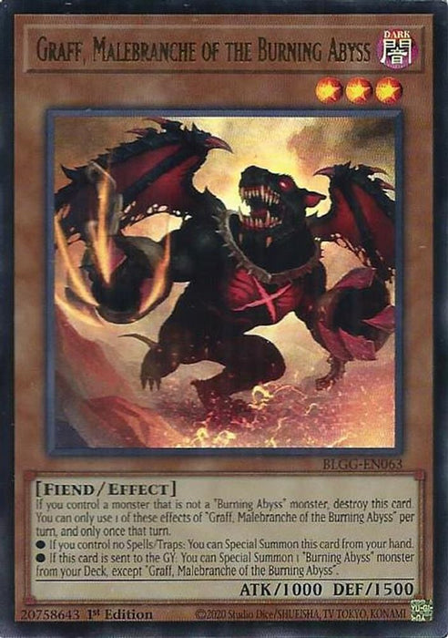Graff Malebranche of the Burning Abyss (#BLGG-EN063) (Battles of Legend: Glorious Gallery) Near Mint 1st Edition