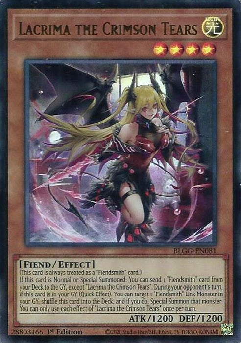 Lacrima the Crimson Tears (#BLGG-EN081) (Battles of Legend: Glorious Gallery) Near Mint 1st Edition