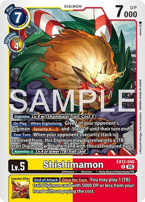 Shishimamon (#EX12-046 R) (Digital World Shambala) Near Mint Foil