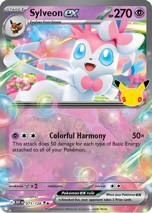 Sylveon ex 071 128 (#071/128) (ME: 30th Celebration) Near Mint Holofoil