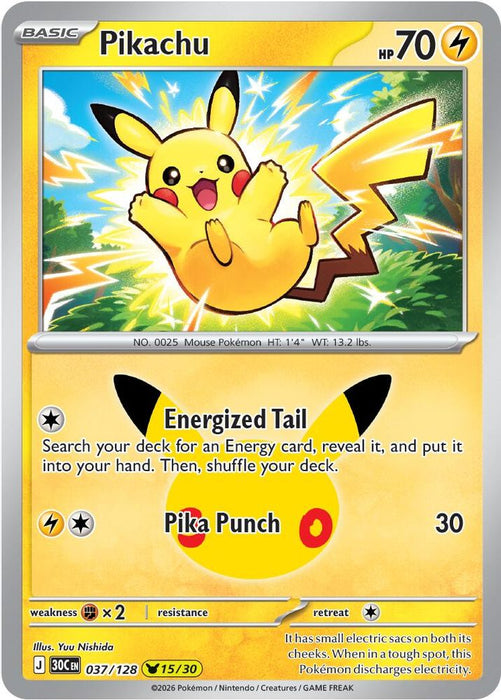 Pikachu - 037/128 (#037/128) (ME: 30th Celebration) Near Mint Holofoil