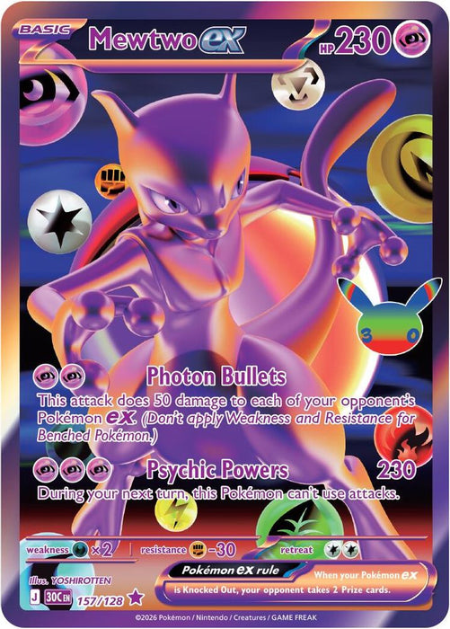 Mewtwo ex 157 128 (#157/128) (ME: 30th Celebration) Near Mint Holofoil