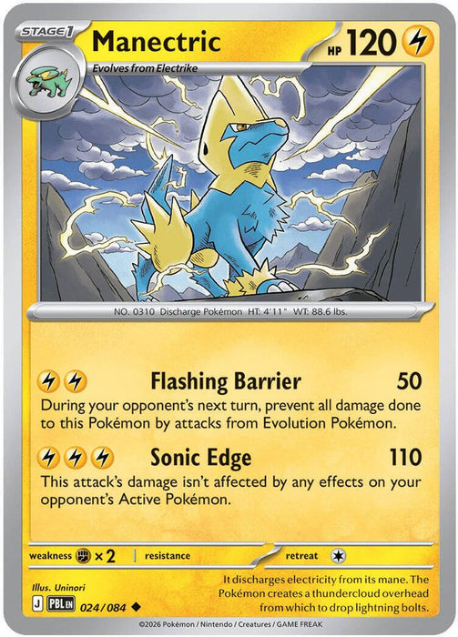 Manectric - 024/084 (#024/084) (ME05: Pitch Black) Near Mint Reverse Holofoil