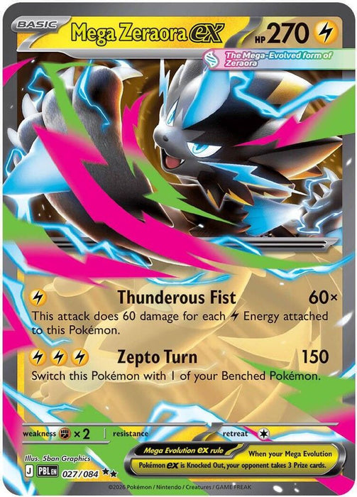 Mega Zeraora ex - 027/084 (#027/084) (ME05: Pitch Black) Near Mint Holofoil