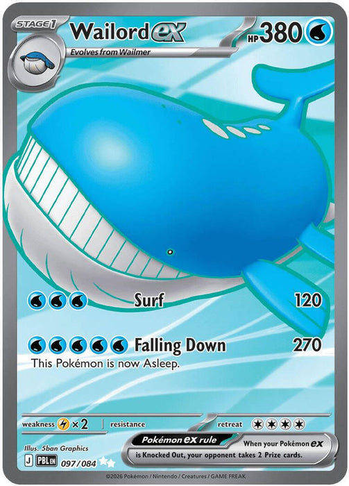 Wailord ex - 097/084 (#097/084) (ME05: Pitch Black) Near Mint Holofoil
