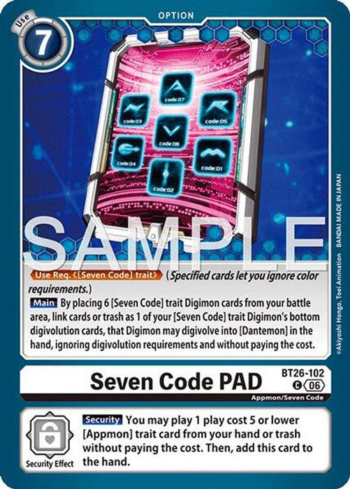 Seven Code PAD (#BT26-102 C) (Timeless Bonds) Near Mint