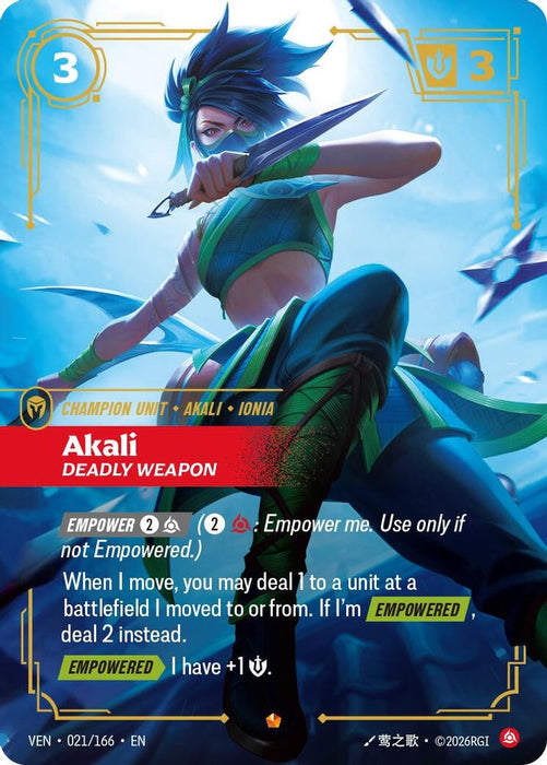 Akali, Deadly Weapon (#021/166) (Vendetta) Near Mint Foil