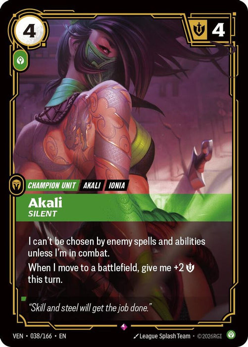 Akali, Silent (#038/166) (Vendetta) Near Mint Foil
